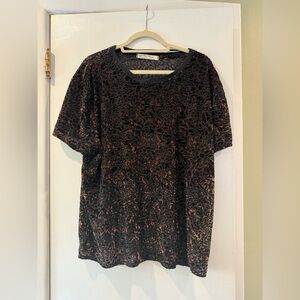 We The Free Black and Brown Short Sleeve Top